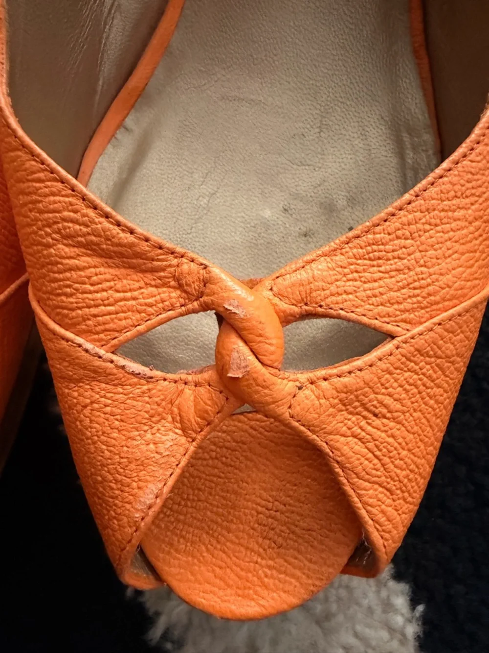 Stuart Weitzman Orange Slingback Peep-Toe Heels